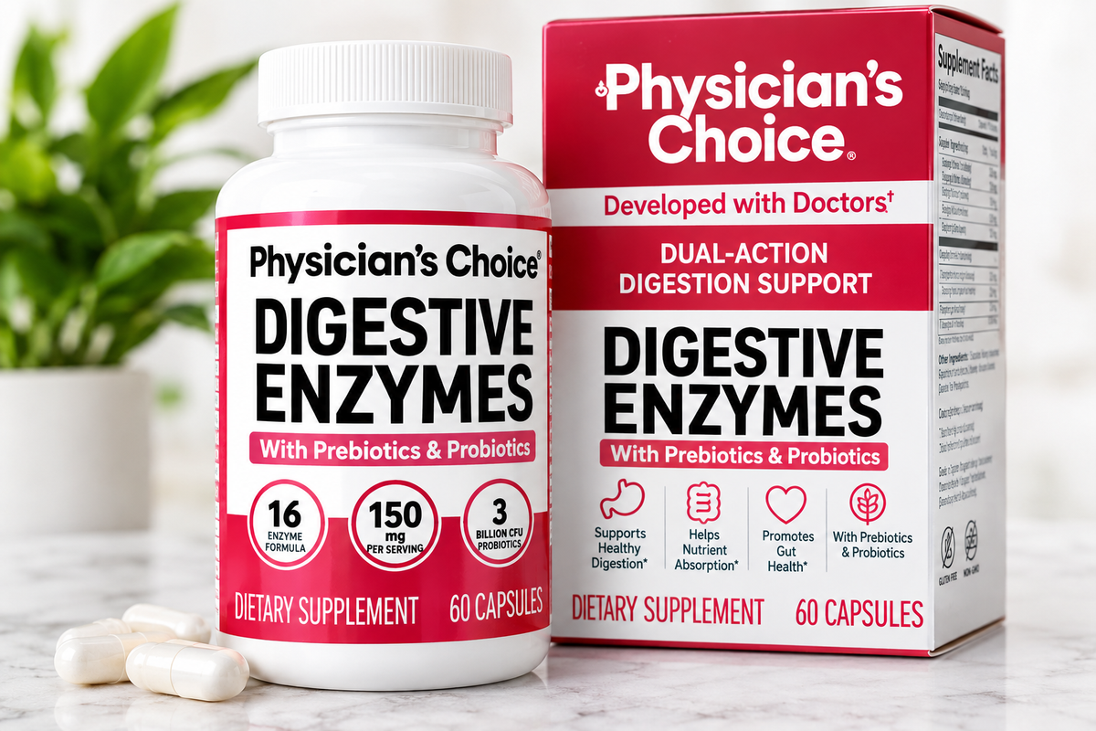 Physician’s Choice Digestive Enzymes with Prebiotics & Probiotics, 16 Enzyme Formula, 60 Capsules