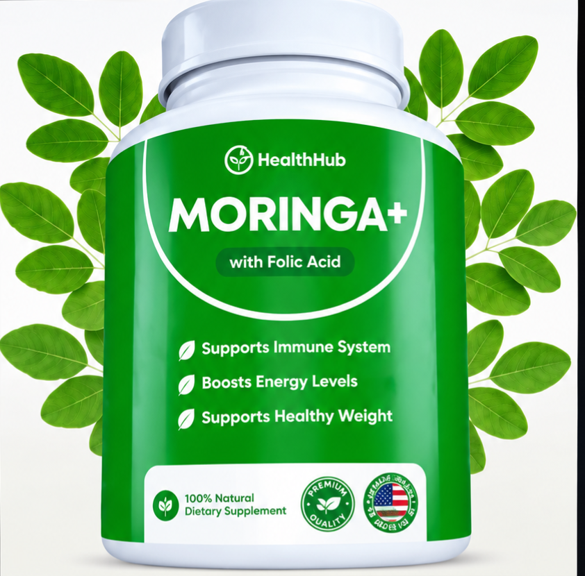 Rosabella Moringa+ Capsules – 100% Pure Moringa Powder, 60 Capsules
